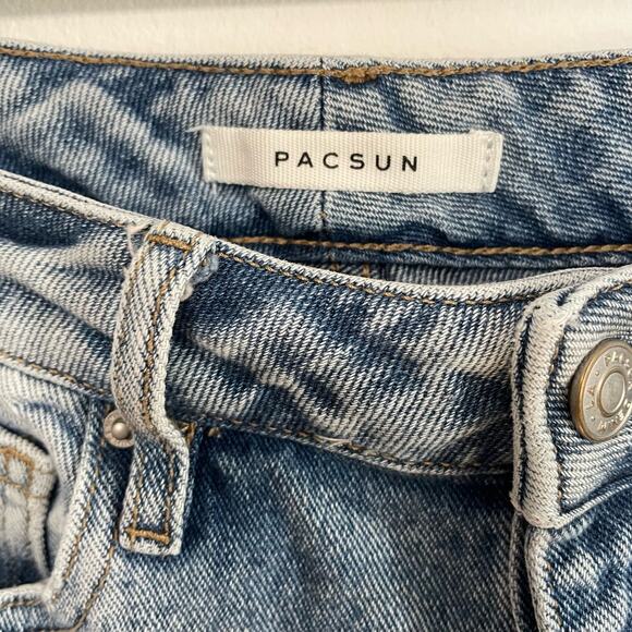 PacSun Mom Jeans 26 Womens Button Fly Distressed Casual High Rise Light Wash - Picture 5 of 8